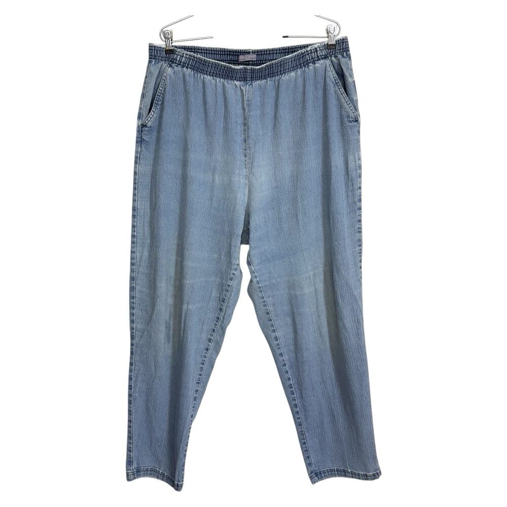 Pull-On High Rise Tapered Jeans Plus Size 20W Vintage Fade Everyday